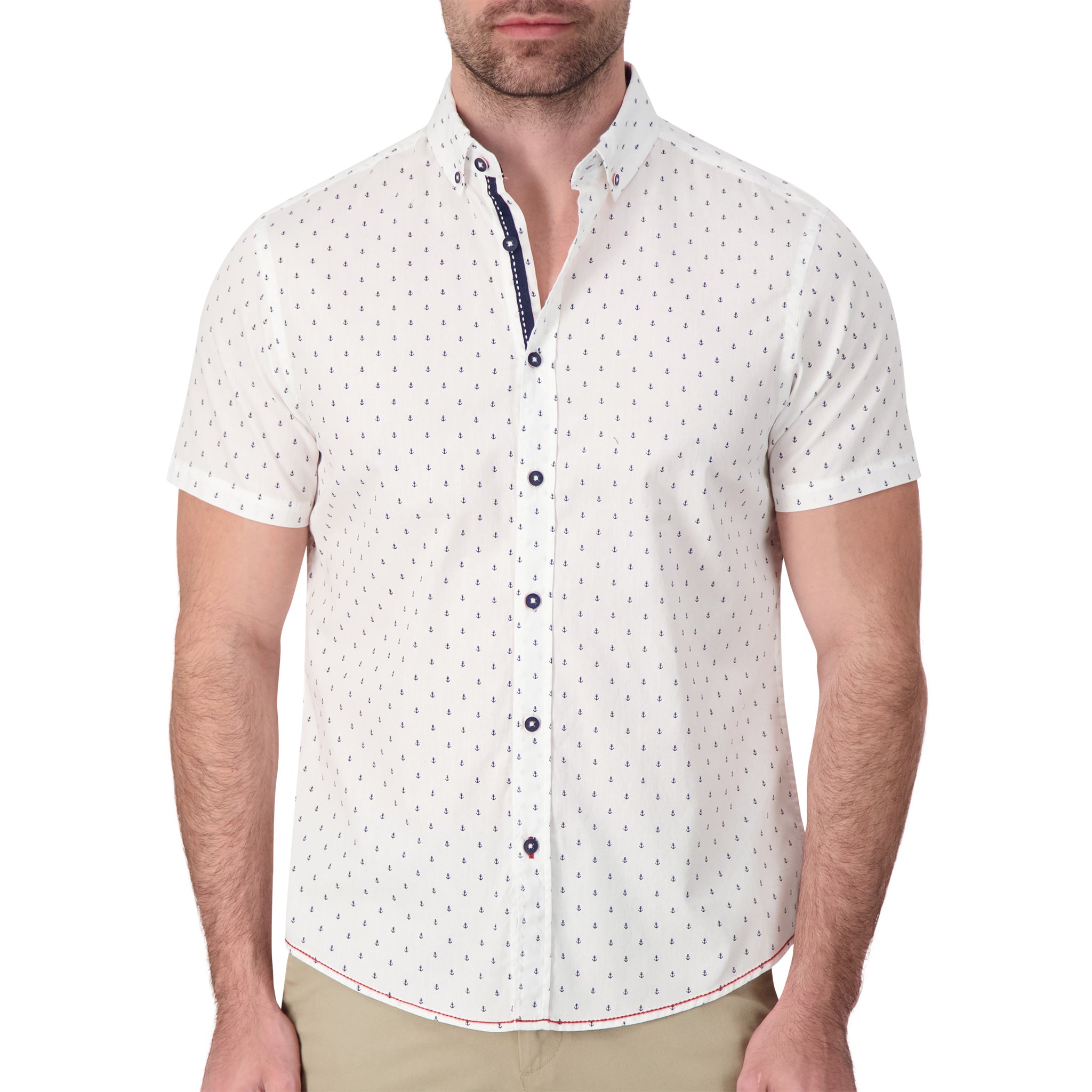 Short Sleeve Classic Fit Oxford Shirt in Anchor Print