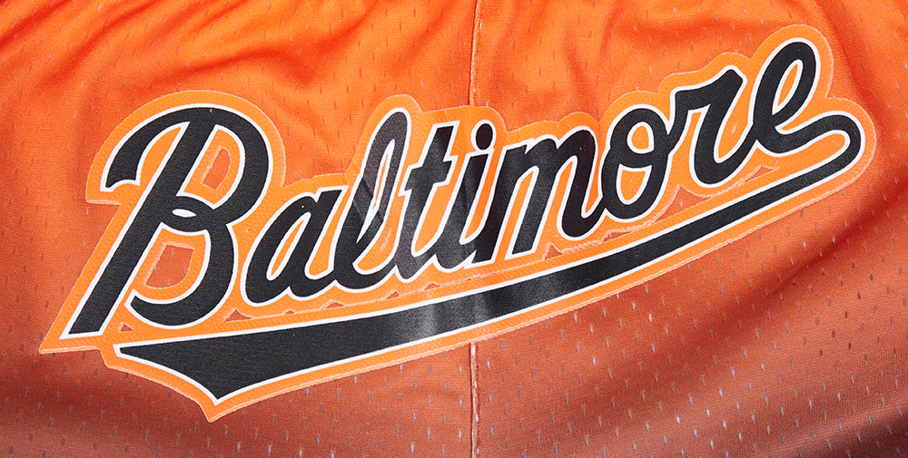 MLB BALTIMORE ORIOLES TEAM OMBRE MESH SHORT (BLACK/ORANGE)