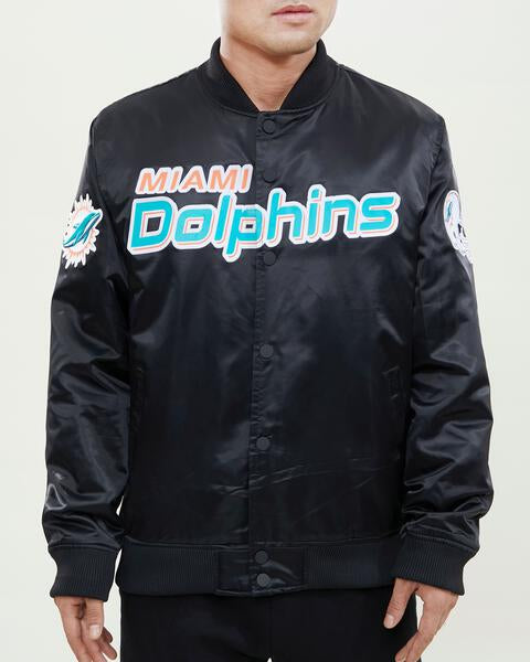 MIAMI DOLPHINS TEAM BIG LOGO SATIN JACKET (BLACK) – Pro Standard