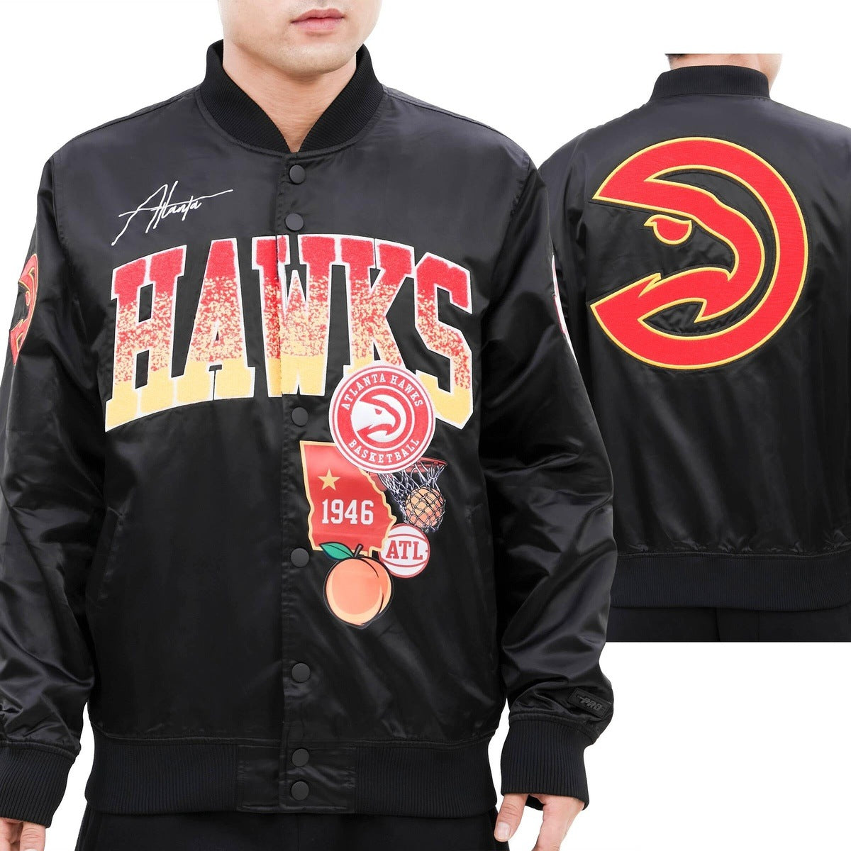 SAN FRANCISCO 49ERS TEAM BIG LOGO SATIN JACKET (BLACK) – Pro Standard