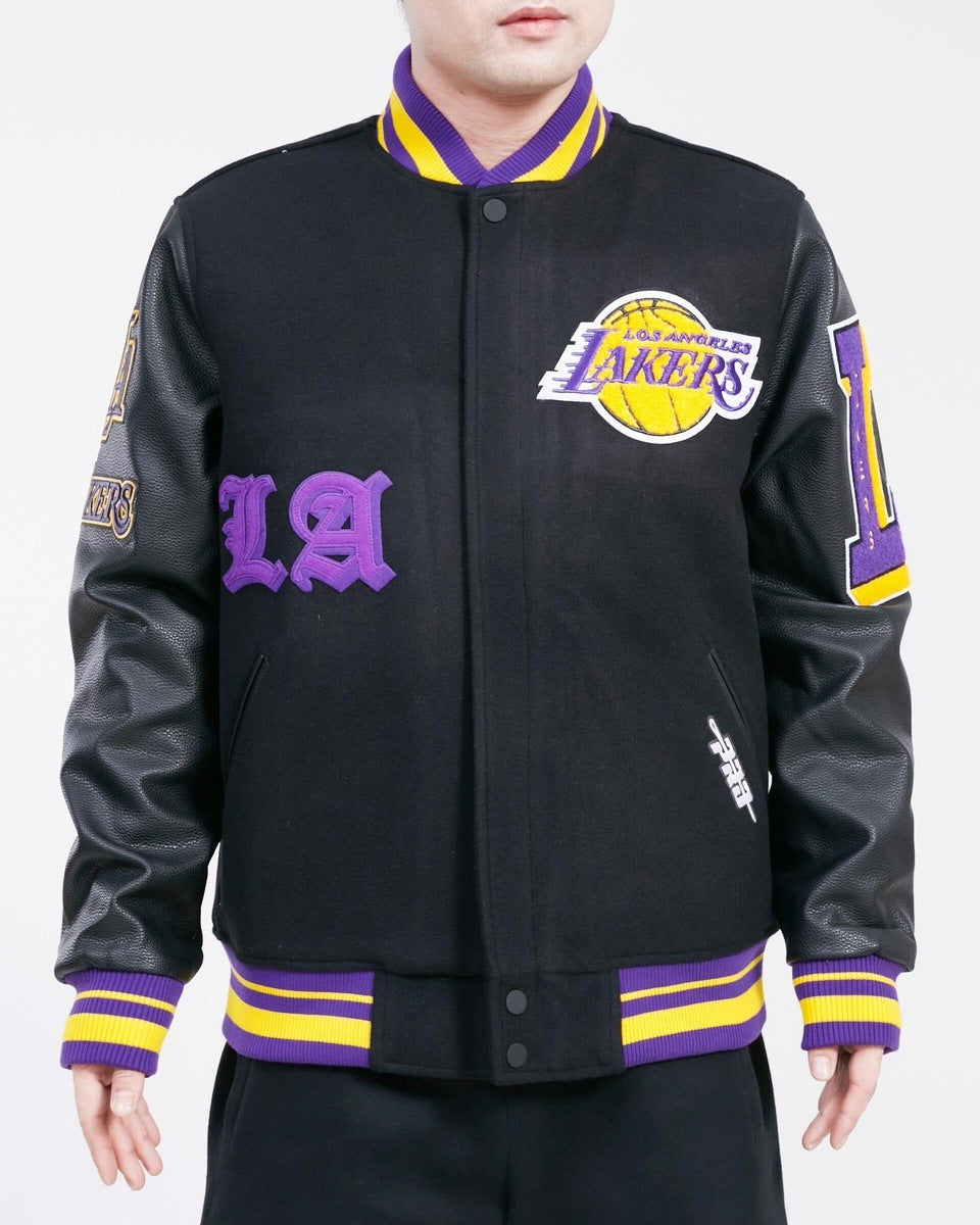 Men's Los Angeles Lakers Pro Standard Black Remix Varsity Full-Zip Jacket