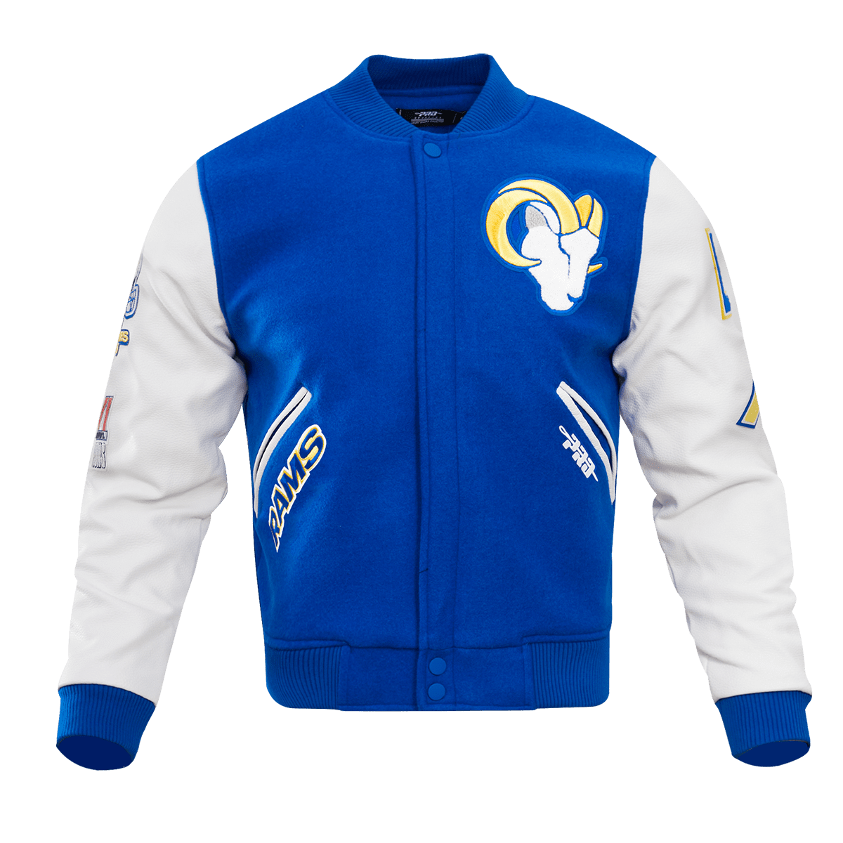 GOLDEN STATE WARRIORS RETRO CLASSIC RIB WOOL VARSITY JACKET (ROYAL/WHI –  Pro Standard