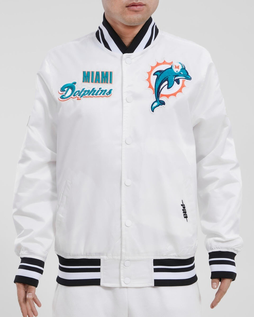 Men's Miami Dolphins Pro Standard Triple Black Satin Full-Snap Varsity  Jacket