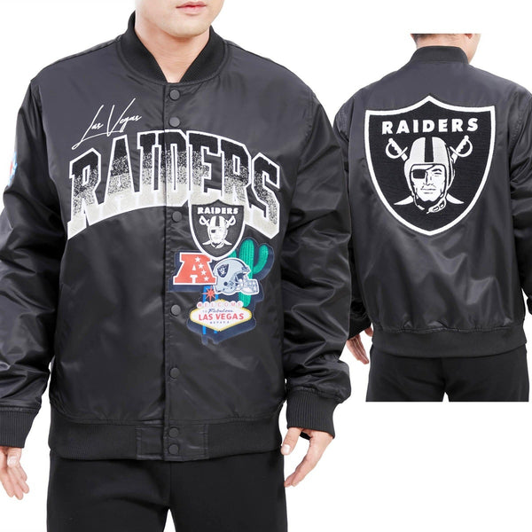 LAS VEGAS RAIDERS HOME TOWN SATIN JACKET (BLACK)