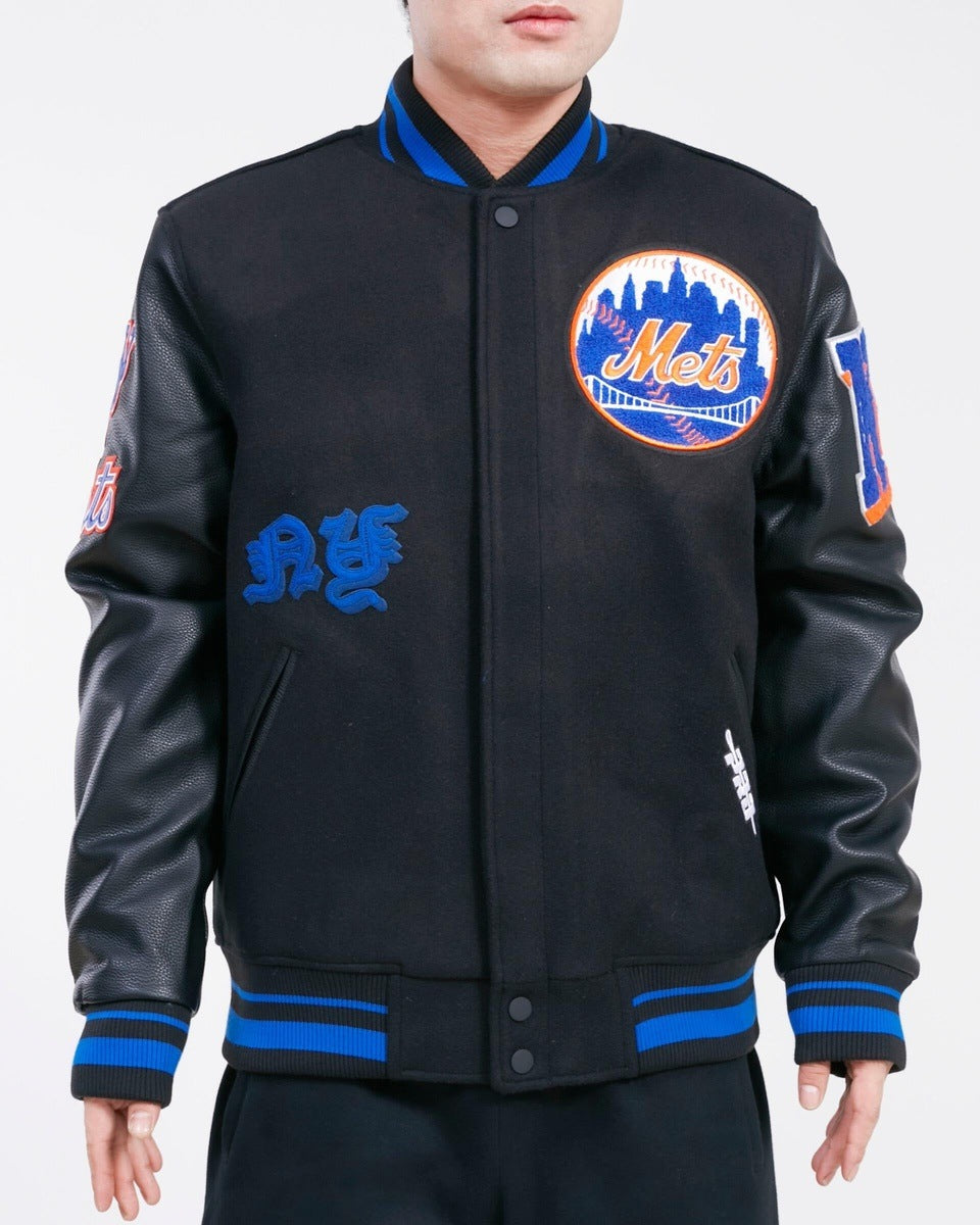 MLB NEW YORK METS HOMETOWN WOOL MEN'S VARSITY JACKET (ROYAL/WHITE