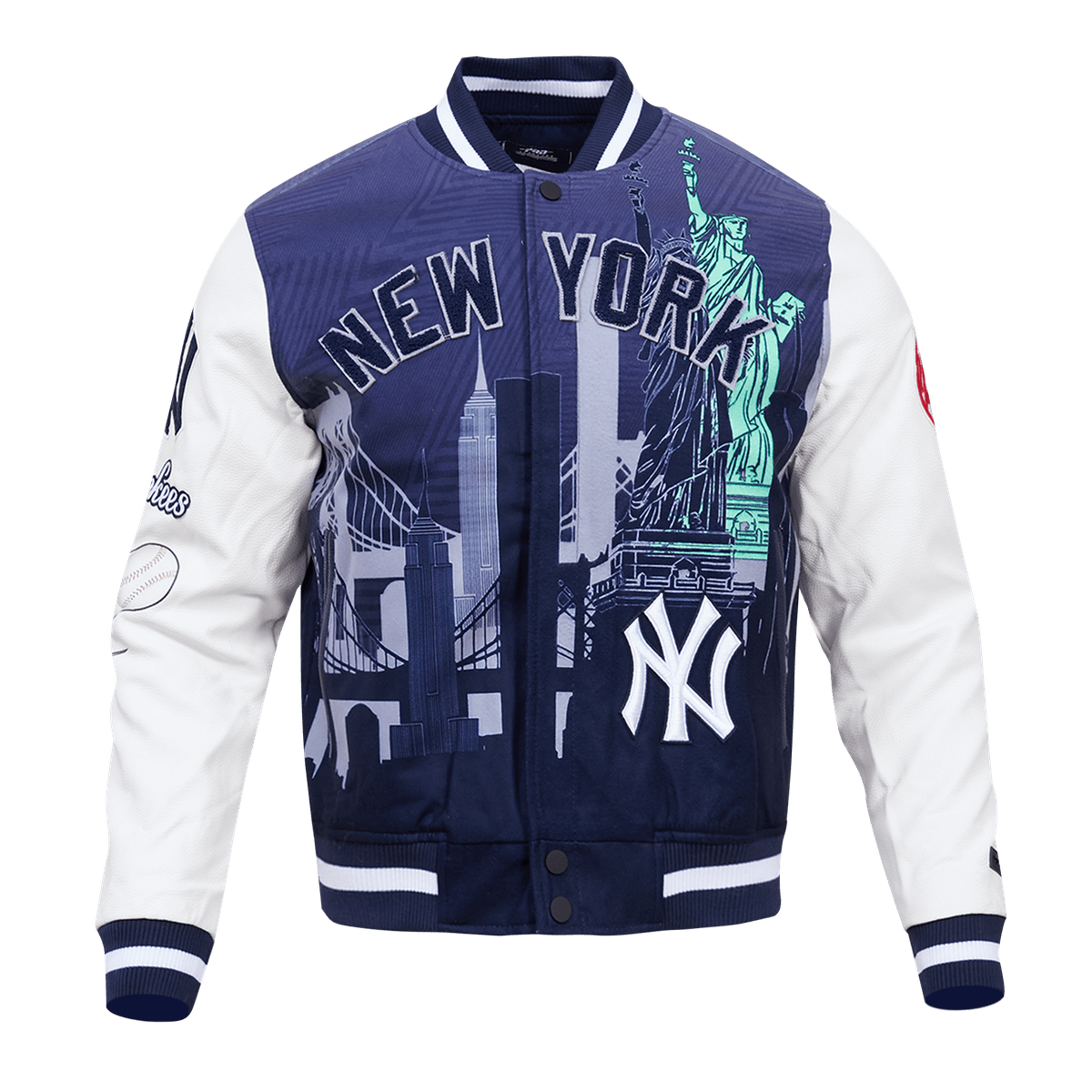 NEW YORK YANKEES OLD ENGLISH WOOL VARSITY JACKET (HEATHER GREY/WHITE)