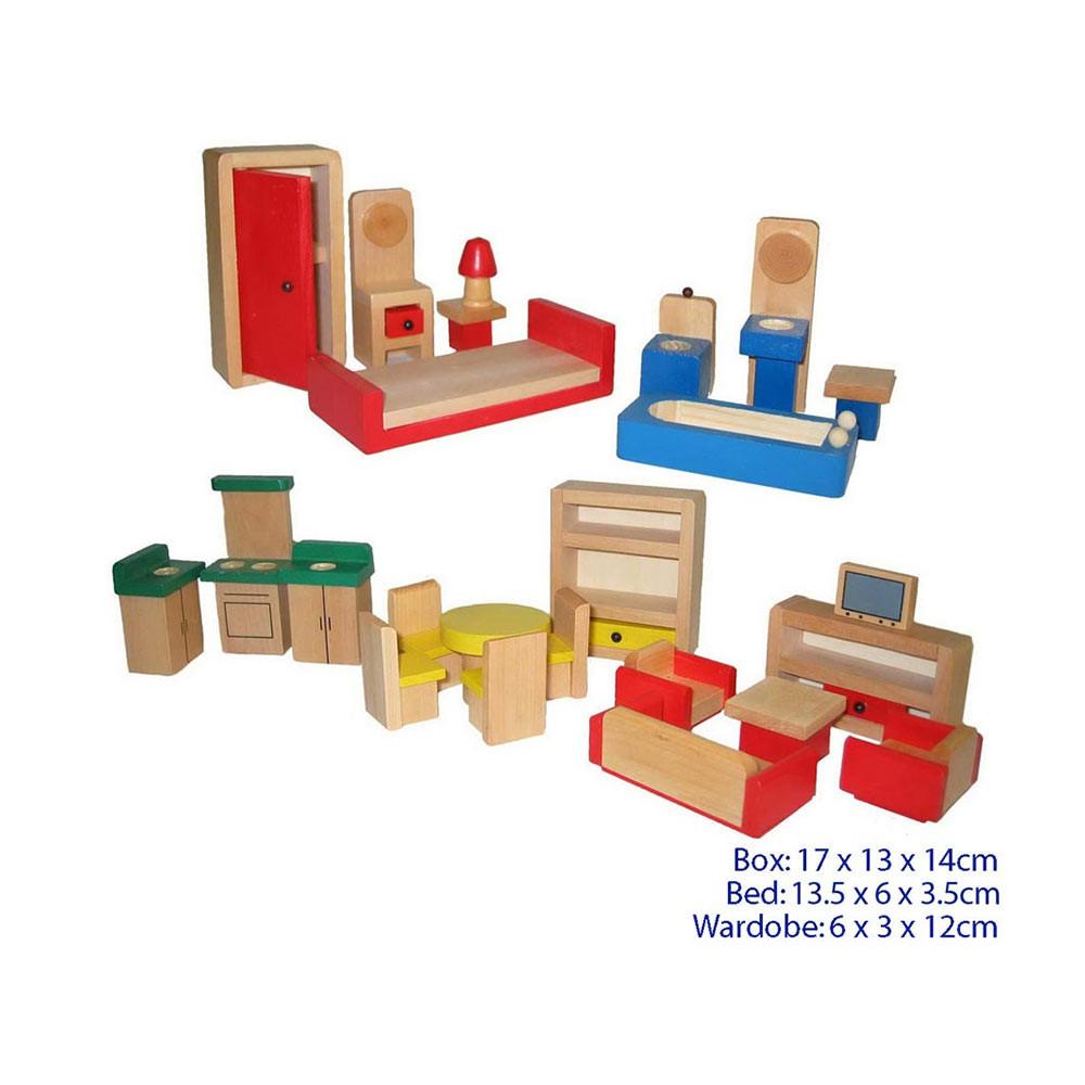 wooden dolls house furniture sets
