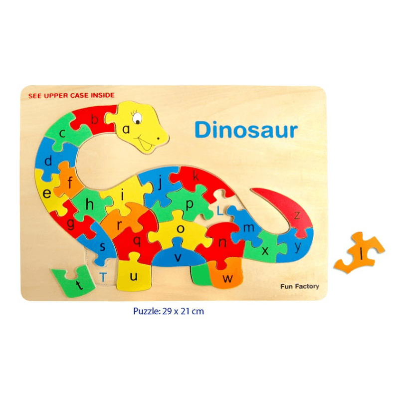 wooden dinosaur alphabet puzzle