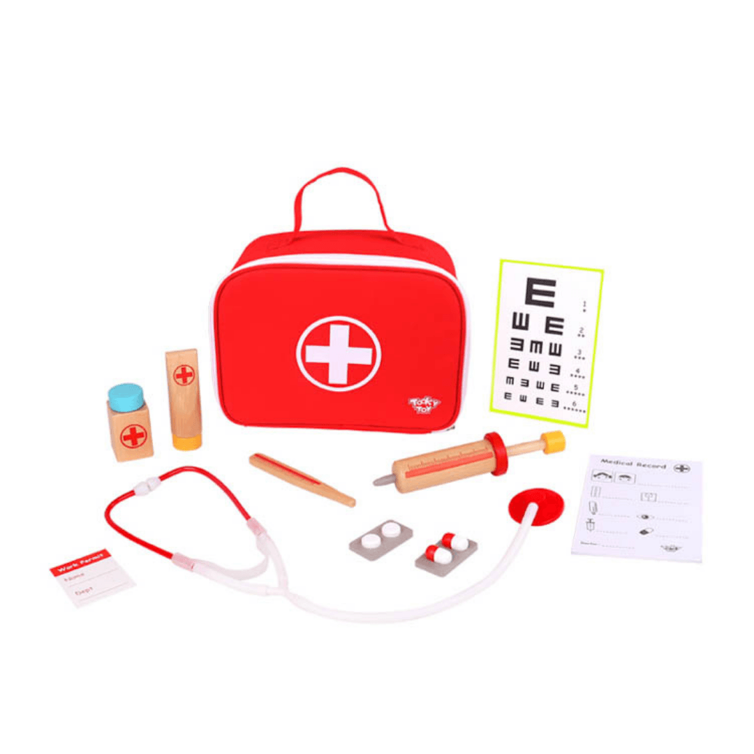 wooden doctors kit toy