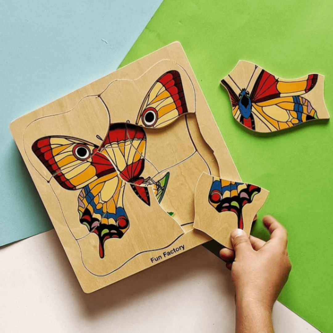 Download Wooden Butterfly Lifecycle Puzzle 5 Layer Cleverstuff