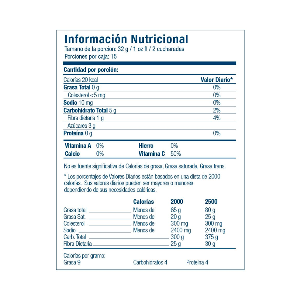 información nutricional Riovida Burst 