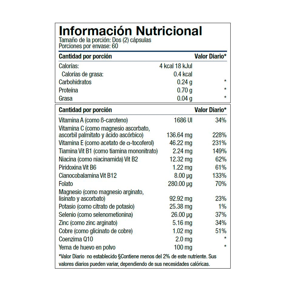 información nutricional transfer factor Corazón- BCV 