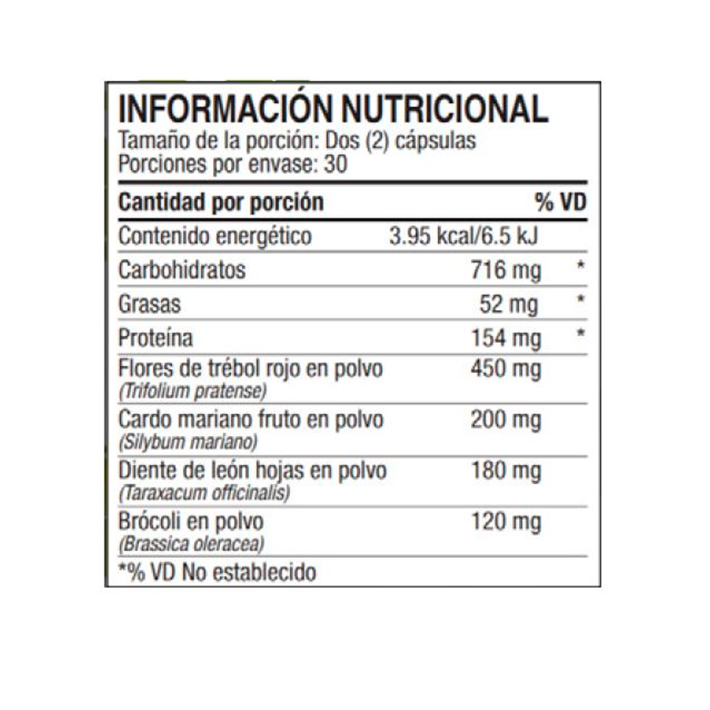 información nutricional LivRite 