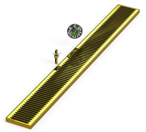 Surface Mount Drip Tray with Drain 5" X 48" X 3/4" | Brass - ACU Precision Sheet Metal
