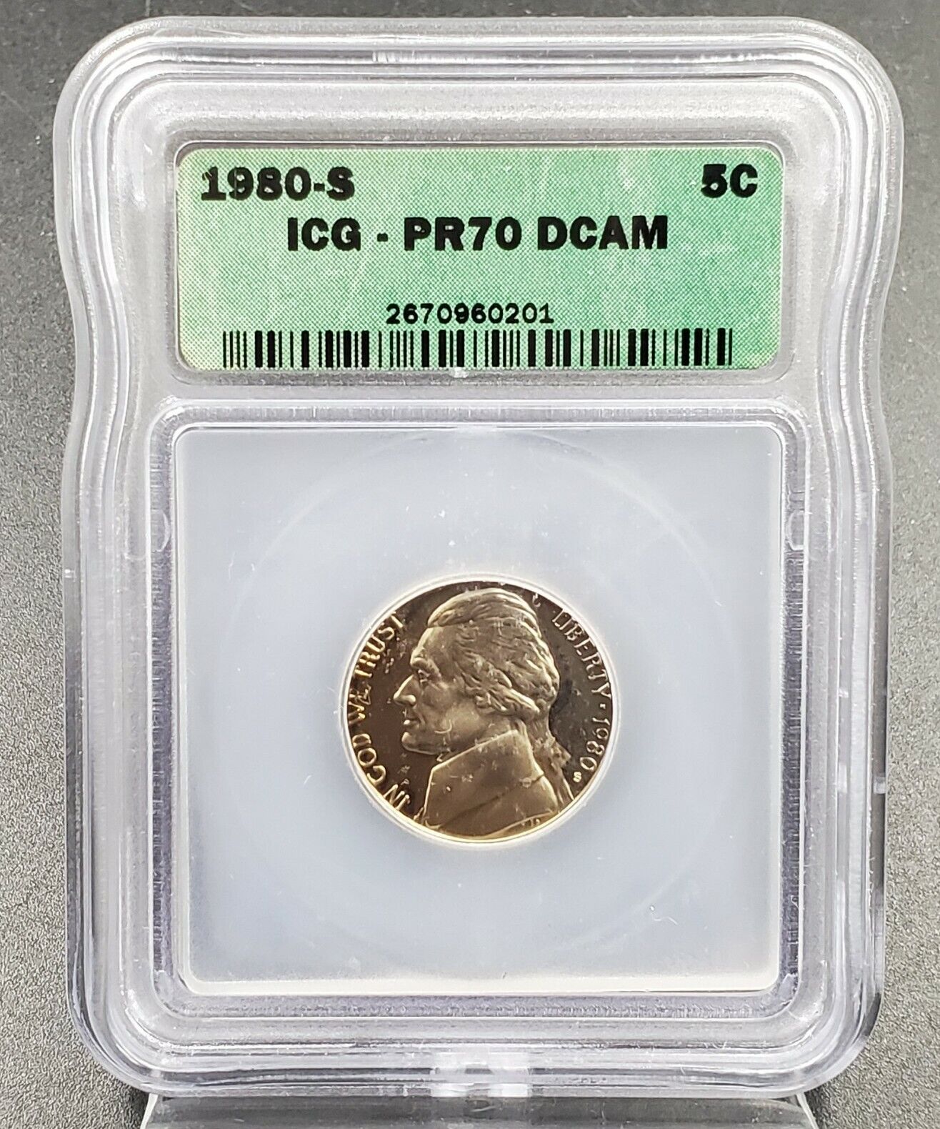 1989 S Proof Jefferson Nickel Coin ICG PR70 DCAM Deep Cameo