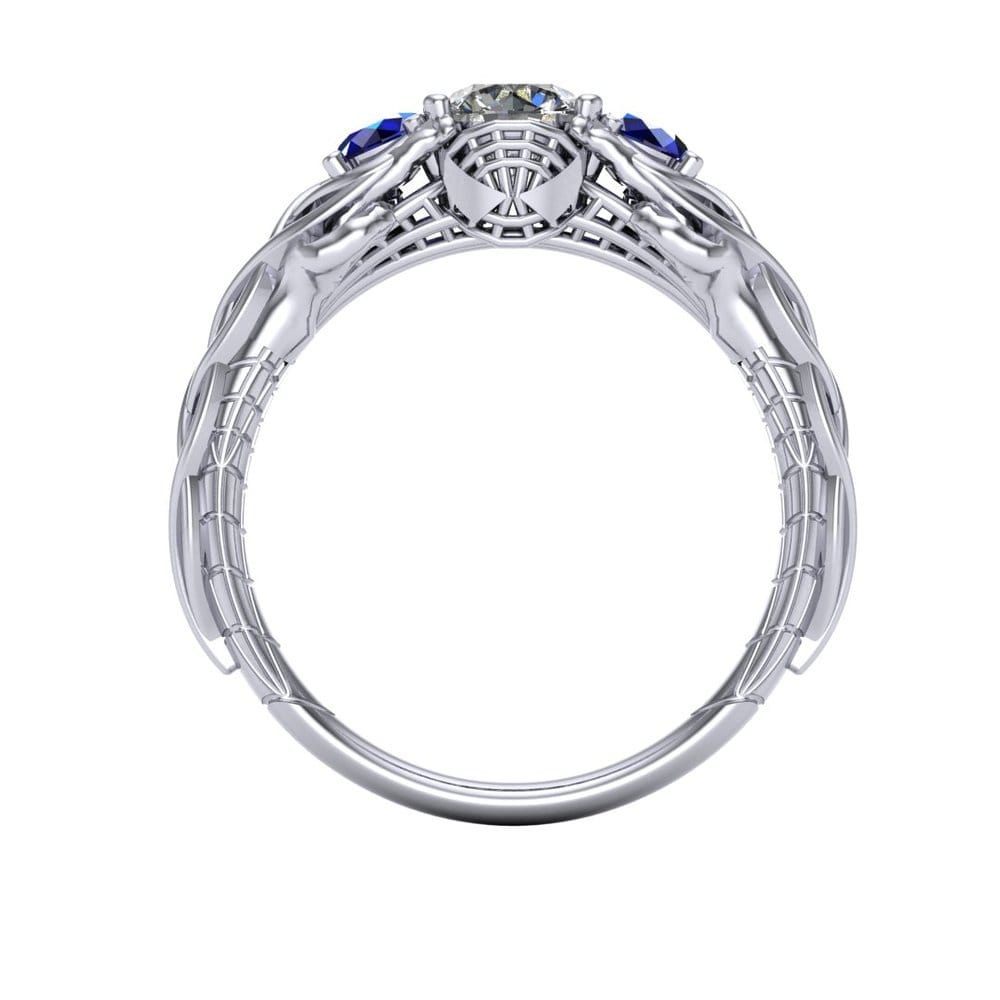 Celtic Spiderman engagement ring by Takayas - CAD rendered front view