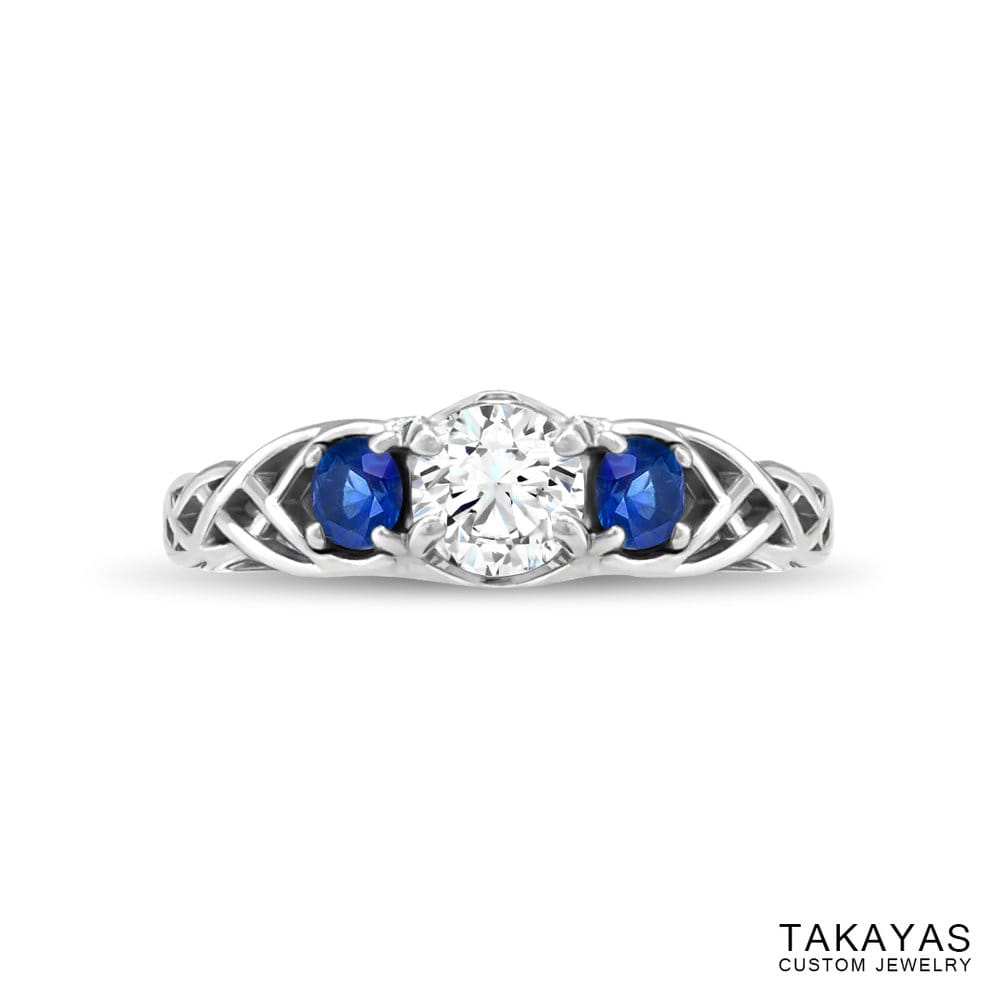 Celtic Spiderman engagement ring by Takayas - finished ring - top view