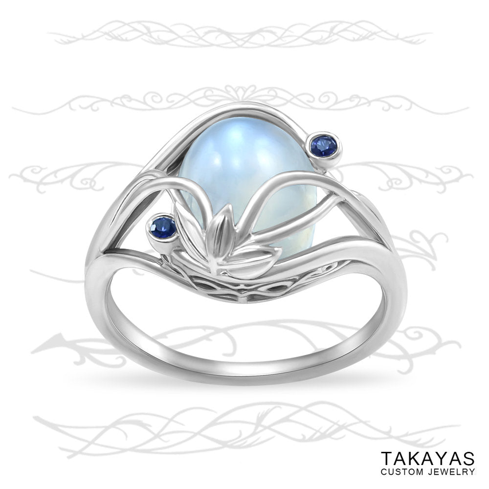 Elvish Moonstone Engagement Ring by Takayas Custom Jewelry