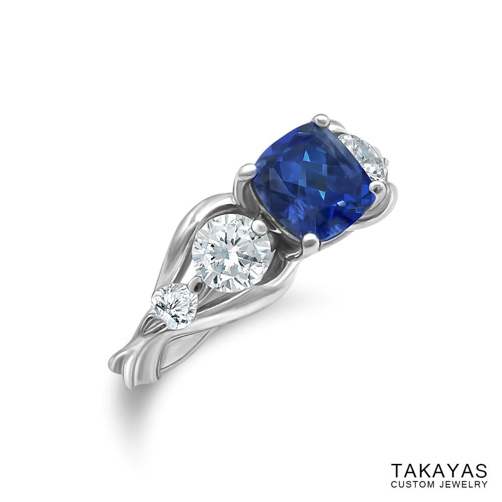 Photograph of FFXIV Carbuncle Engagement Ring by Takayas - angled side view