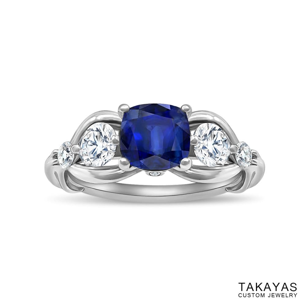 Photograph of FFXIV Carbuncle Engagement Ring by Takayas - angled top view