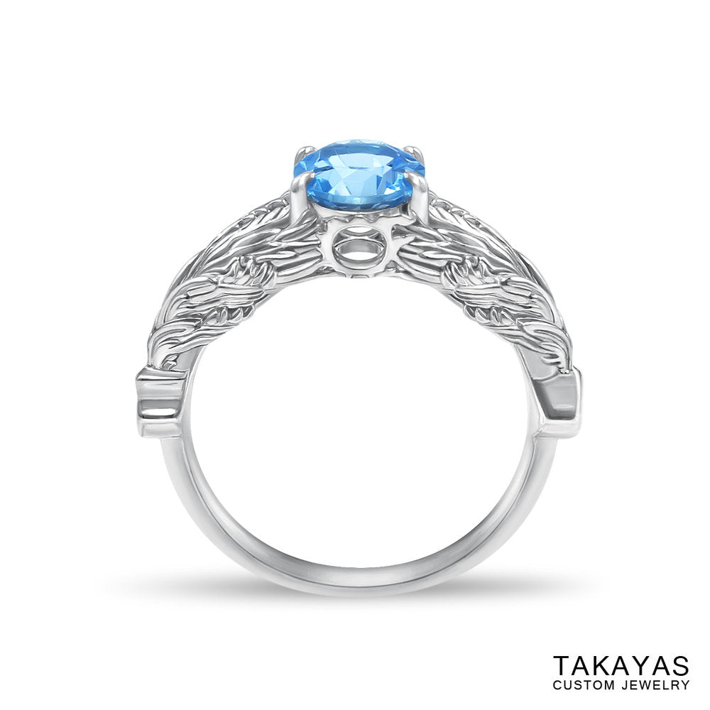 front view of FFXIV Hraesvelgr inspired ring by Takayas Custom Jewelry