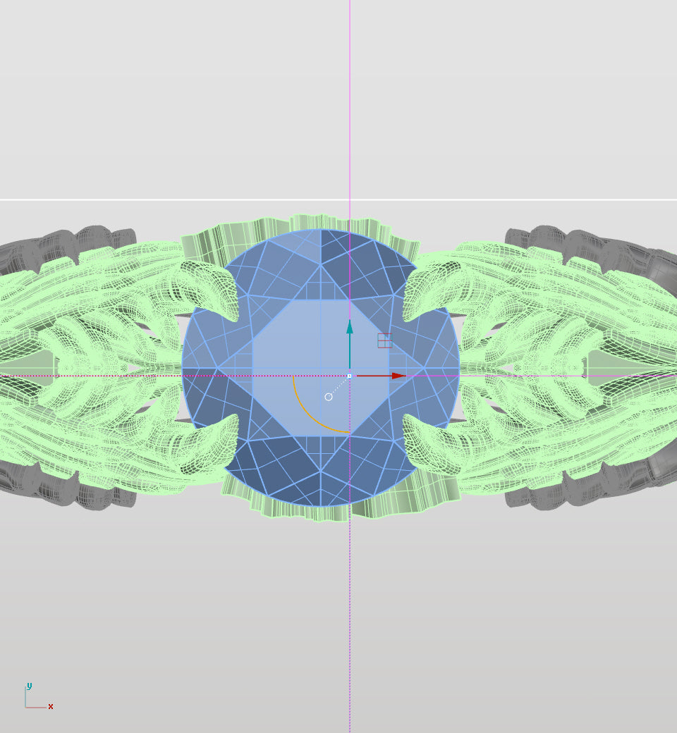 Top view wire frame rendering of Hraesvelgr inspired ring by Takayas Custom Jewelry