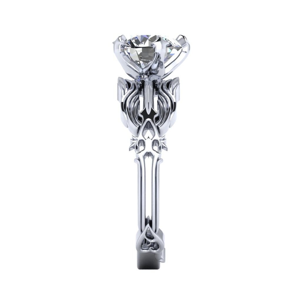 Kingdom Hearts Oathkeeper and Wayfinder solitaire engagement ring by Takayas Custom Jewelry, CAD rendering side view