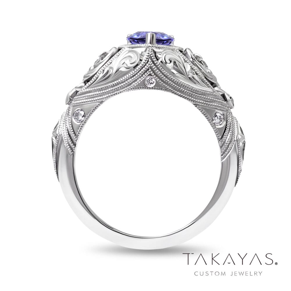 Takayas-Custom-Jewelry-Vintage-Style-Benitoite-Engagement-Ring