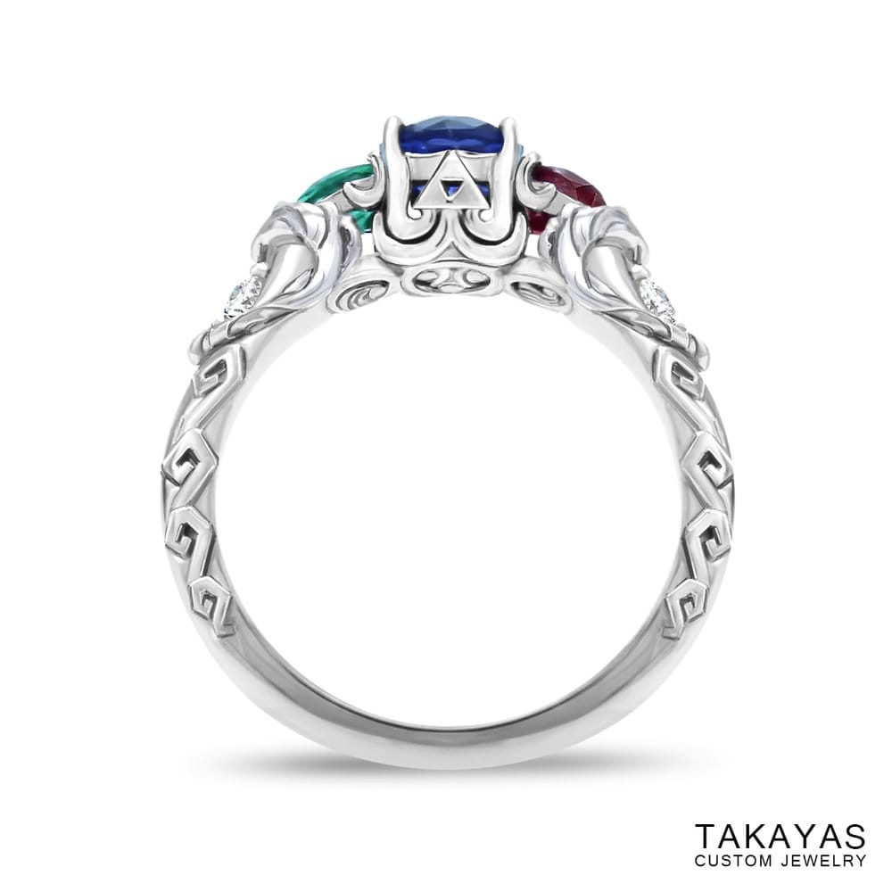photograph of Zelda Wind Waker inspired engagement ring - front view