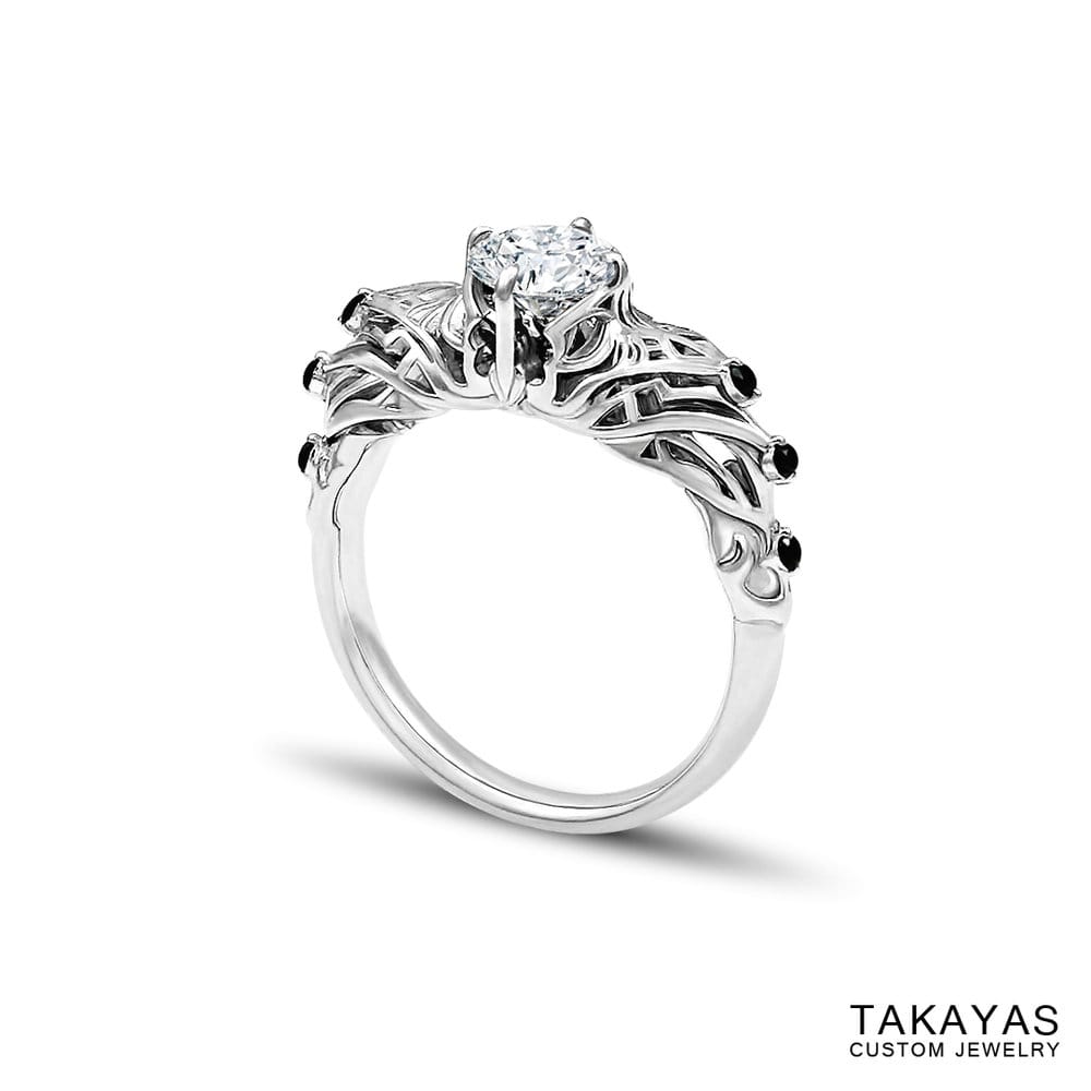 Diablo 3 diamond demon hunter engagement ring by Takayas Custom Jewelry