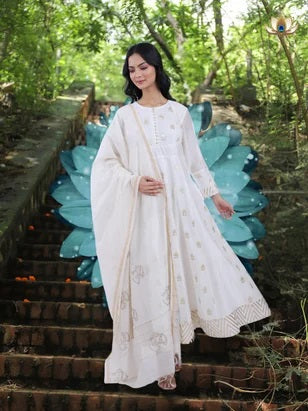 Spiritual Wear | Anant Chetna - White Dupatta with OM Print