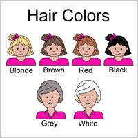 Choose hair colors for cartoon family labels and gifts
