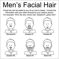Choose men's facial hair for cartoon family labels and gifts