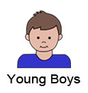 Examples of young boys for cartoon family labels and gifts