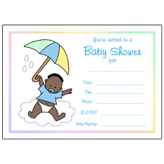 Umbrella Baby Fill In The Blank Shower Invitation Boy Mandys