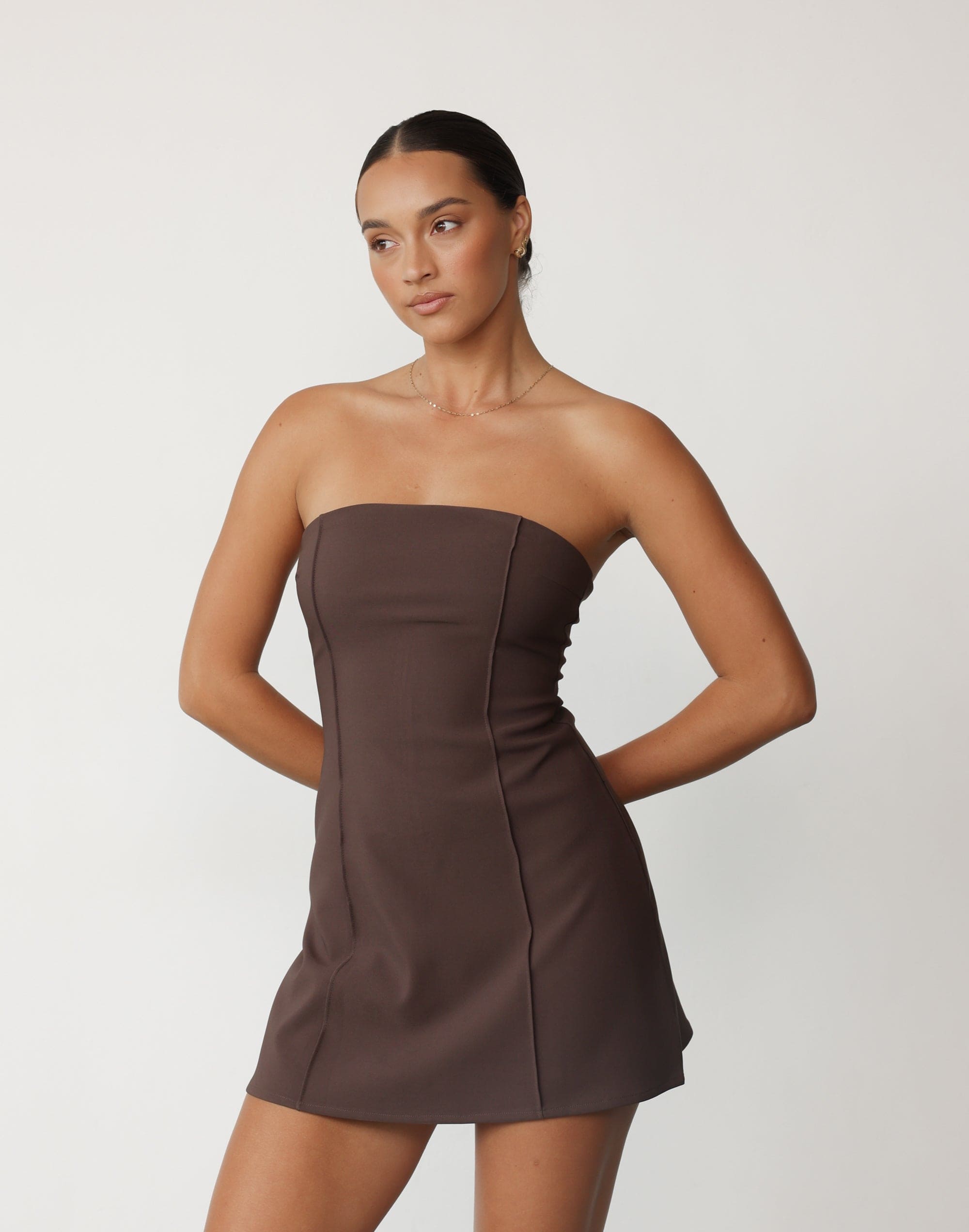 Roxanne Mini Dress (Chocolate)