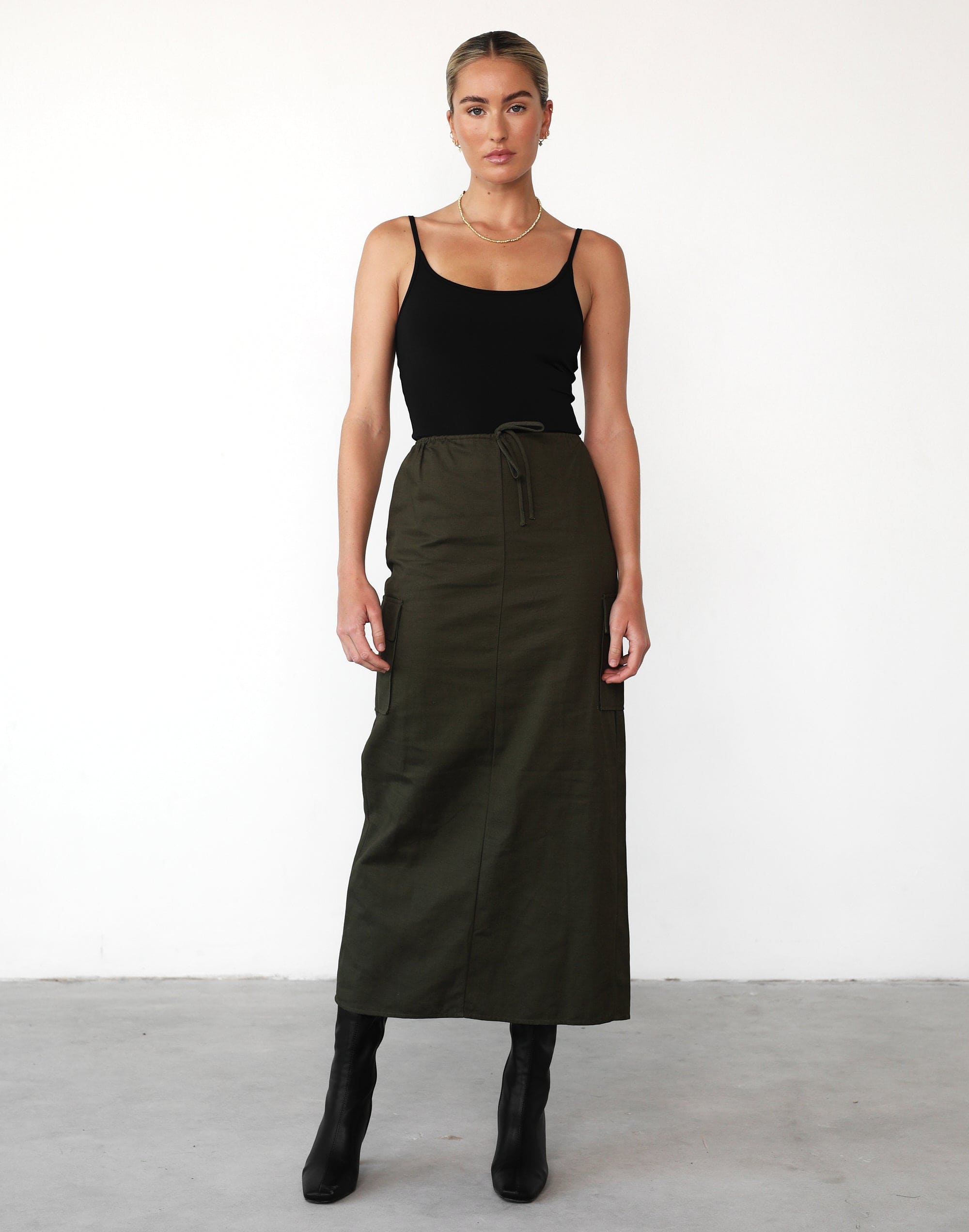 Not Now Maxi Skirt (Moss)