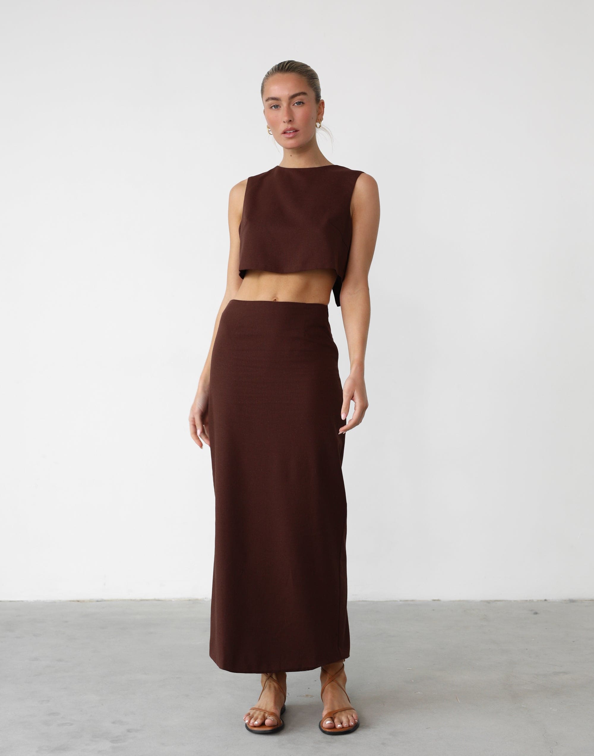 Como Linen Maxi Skirt (Cocoa)