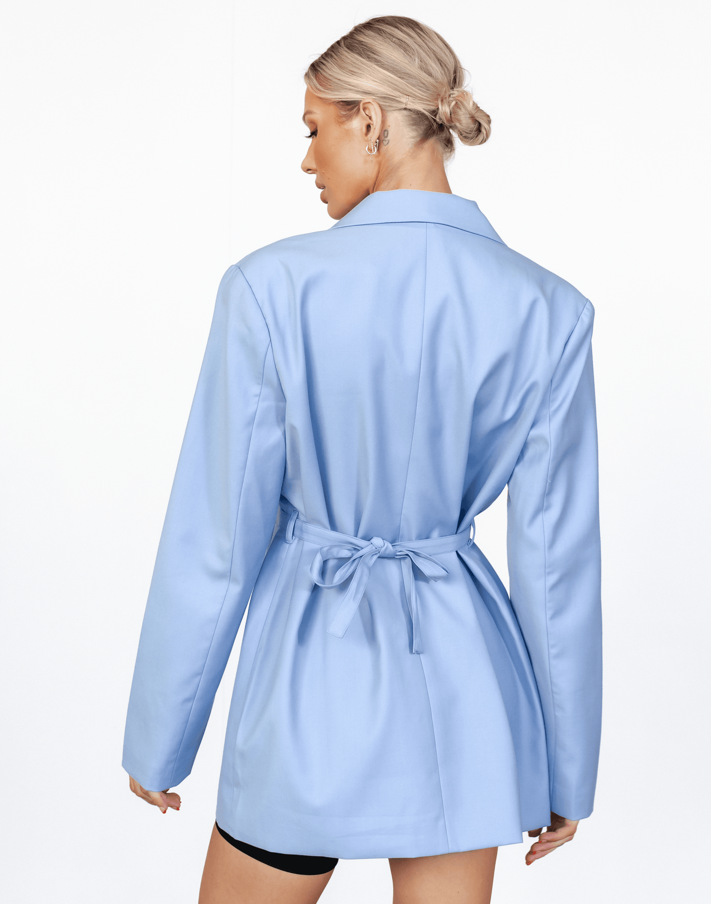 Olympia Blazer Dress (Blue) - Mini Length Jacket Dress - Women's Dress - Charcoal Clothing