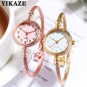 Small Gold Bangle Bracelet Watch – Elegant Retro Timepiece - Alcom Distribution
