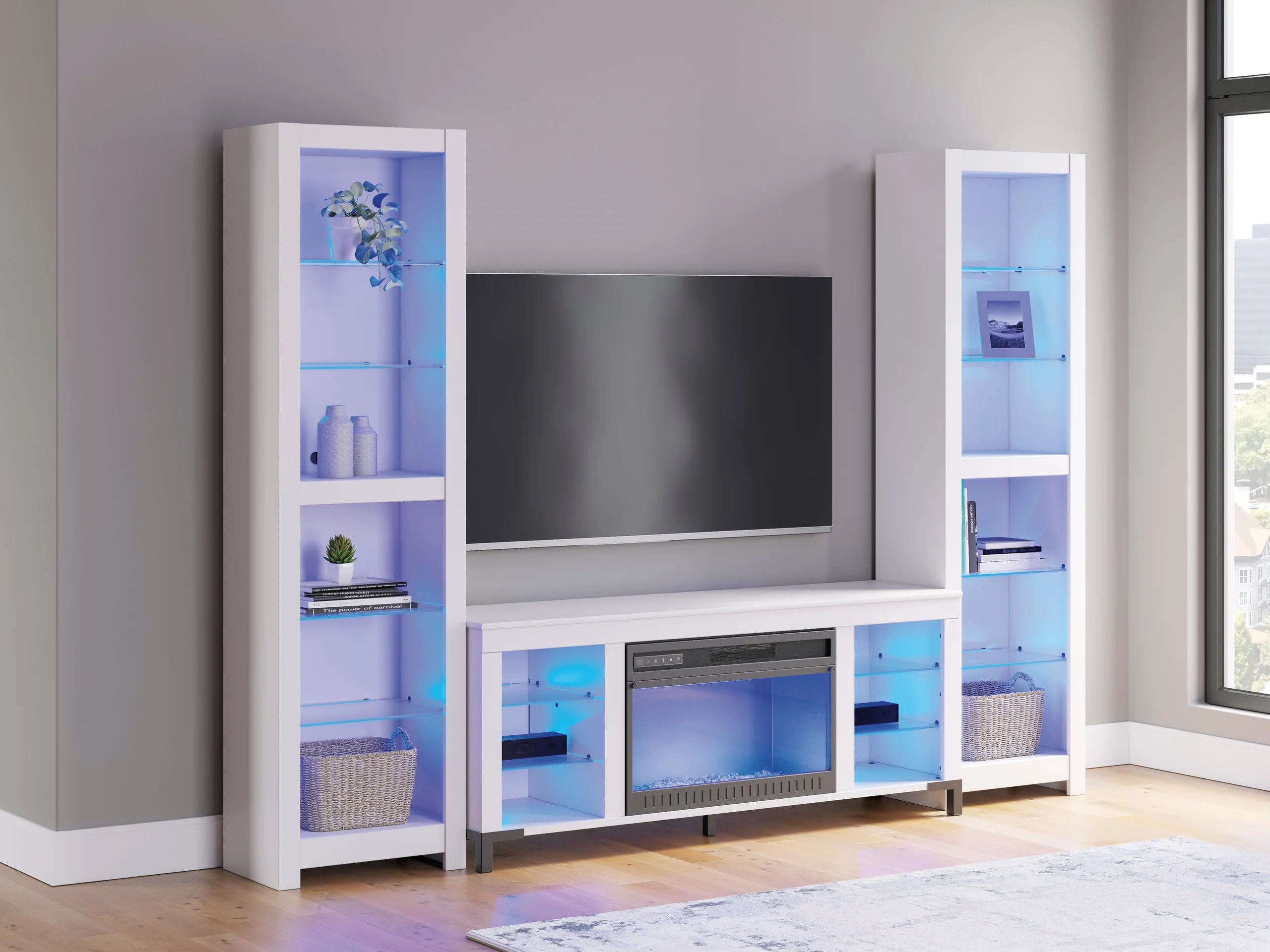 W2722 - TV Stand 59" L w/Fireplace (LED Lights) **NEW ARRIVAL**s