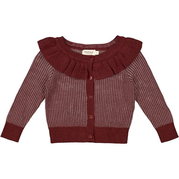 MarMar Dark Ruby Zigzag Tilda Frill Cardigan - Str. 2 mdr/56 cm