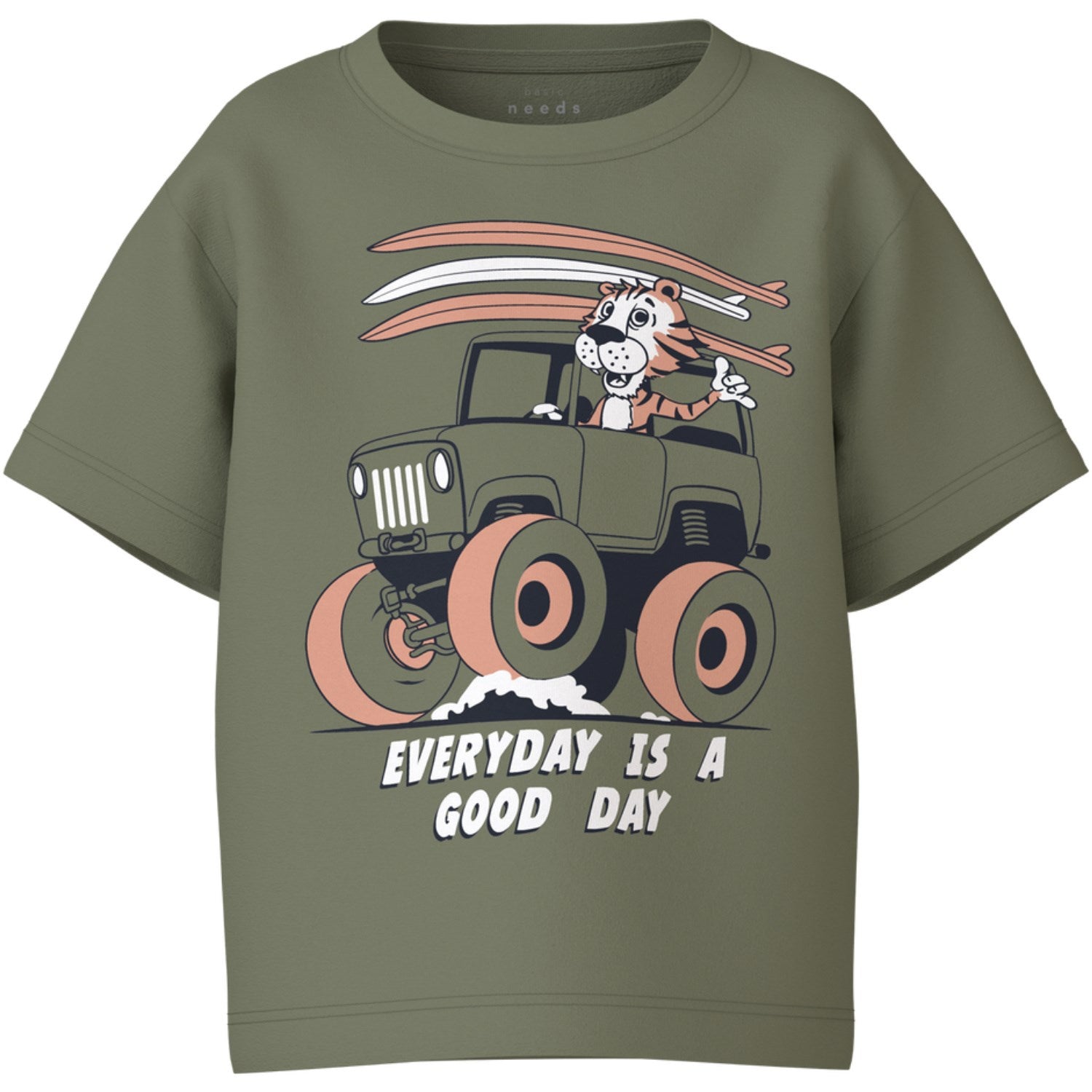 Name It Oil Green Everyday Is A Good Day Vagno Løs T-Shirt - Str. 110