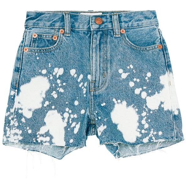 Finger In The Nose Cherryl Bleached Blue White Spots Højtaljede Shorts - Str. 3XL 12-13 år