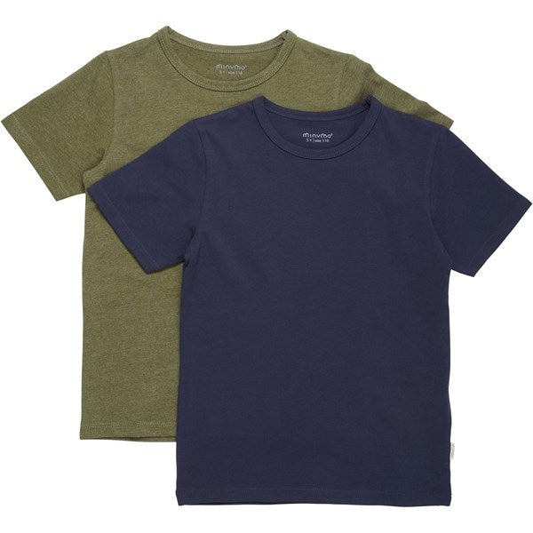 Minymo Dark Olive T-shirts Basis 32 2-pak - Str. 110