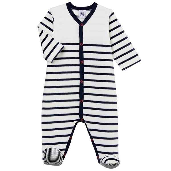 Petit Bateau Heldragt Dors Bien White/Black Stripes - Str. 6 mdr/67 cm