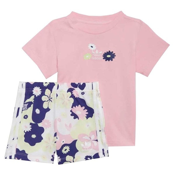 adidas True Pink Flower Print Shorts Tee Set - Str. 68 cm