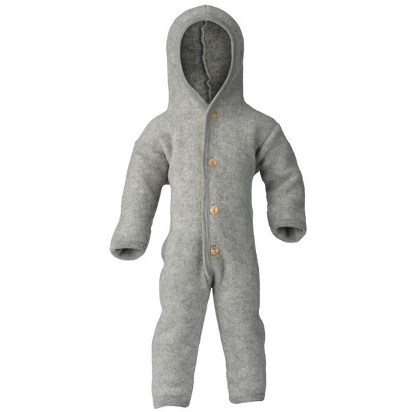 Engel Hooded Heldragt m. Knapper Light Grey Mélange - Str. 50/56