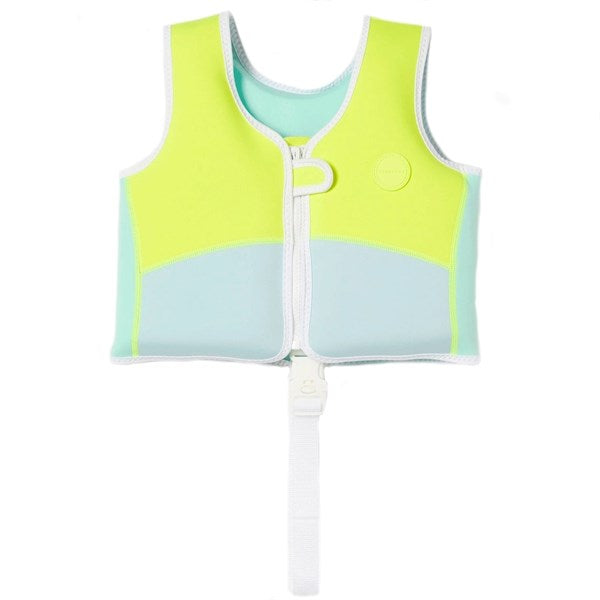 SunnyLife Svømmevest Salty the Shark Aqua Neon Yellow - Str. 1-2 år