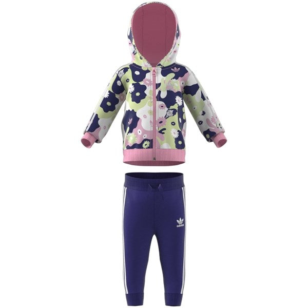 adidas Flower Print Zip Hoodie Sæt - Str. 74 cm